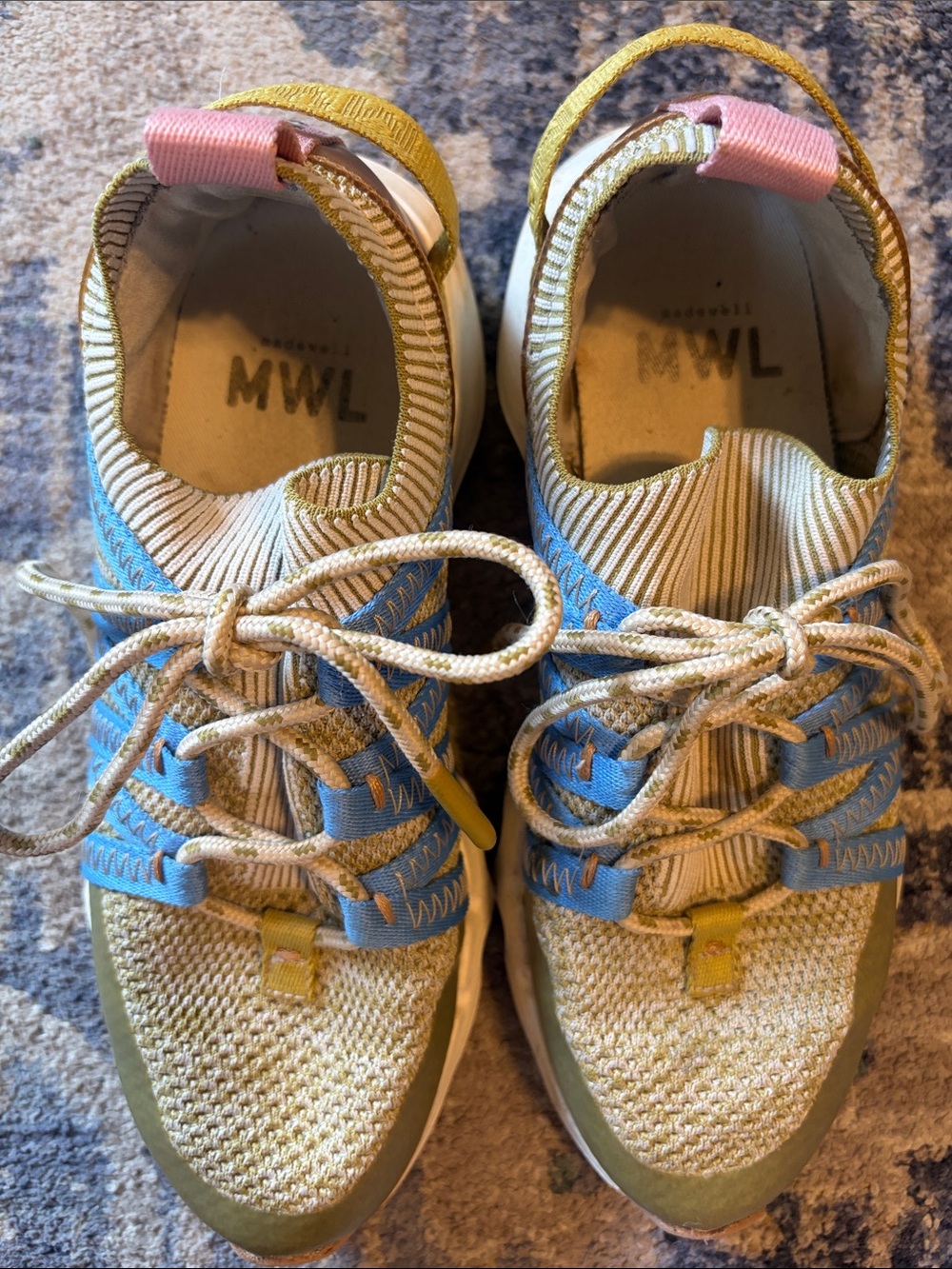 Madewell Women’s Olive Green and Blue Field Knit Lace-Up Sneakers - Picture 6 of 8
